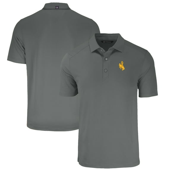 Men's Cutter & Buck Gray Wyoming Cowboys Forge Eco Stretch Recycled Polo