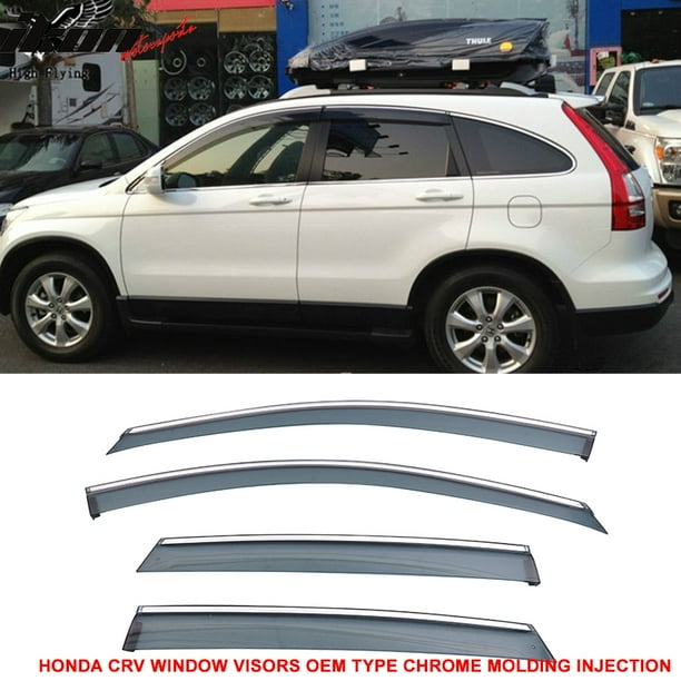 Fits 0711 Honda CRV Acrylic Window Visors w/ Chrome Trim 4Pc Set