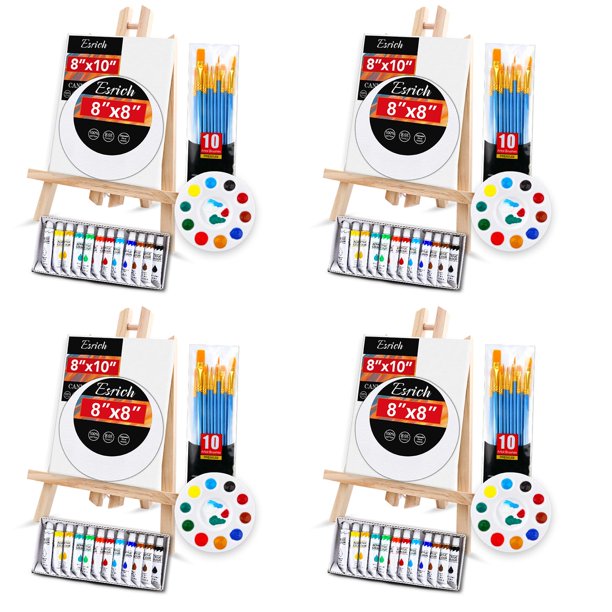 Set de pintura acrílica ESRICH sobre lienzo, 104 piezas, con caballete