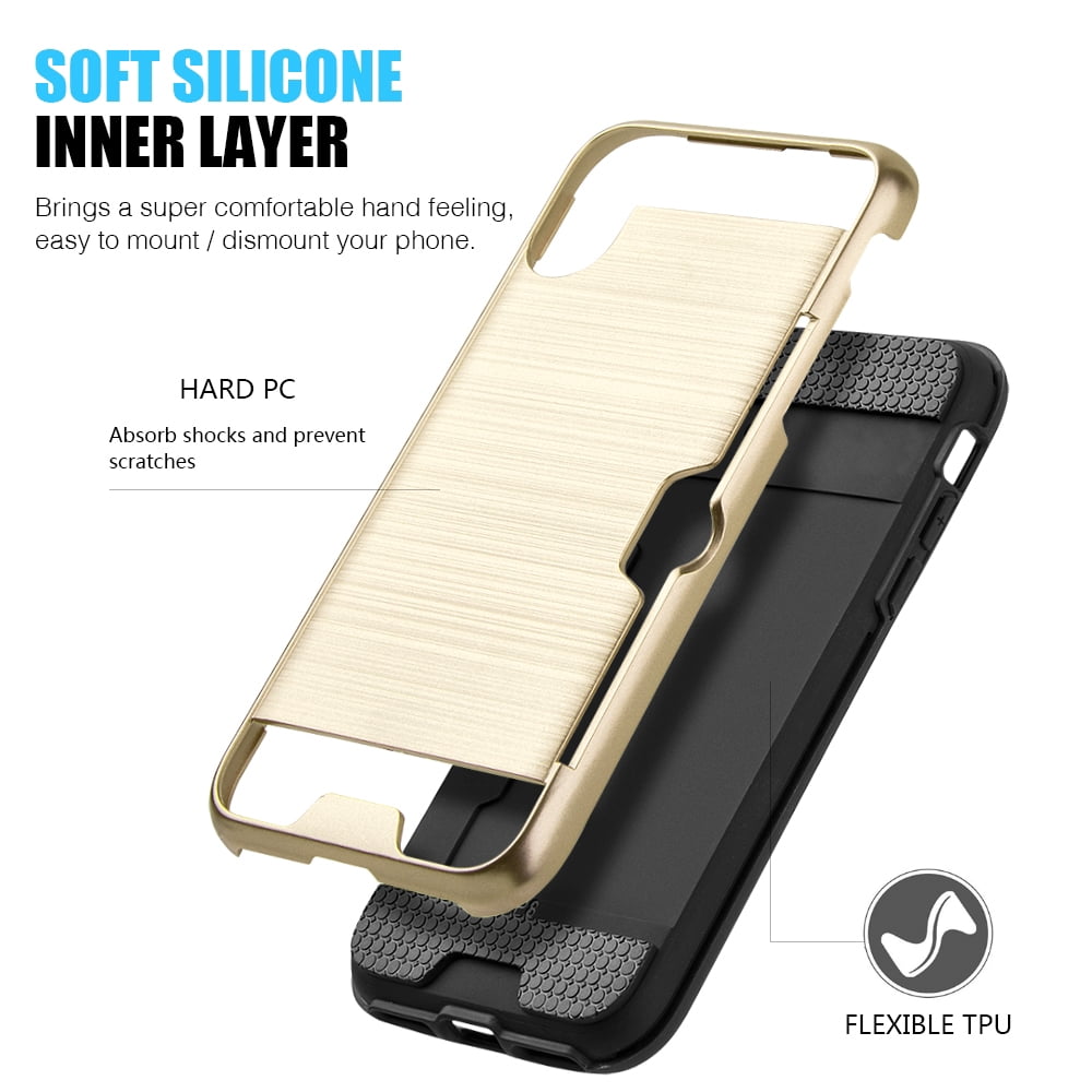 Sumaclife Protective Card Holder Hybrid Protector Case for Apple iPhone X Perfect Fit