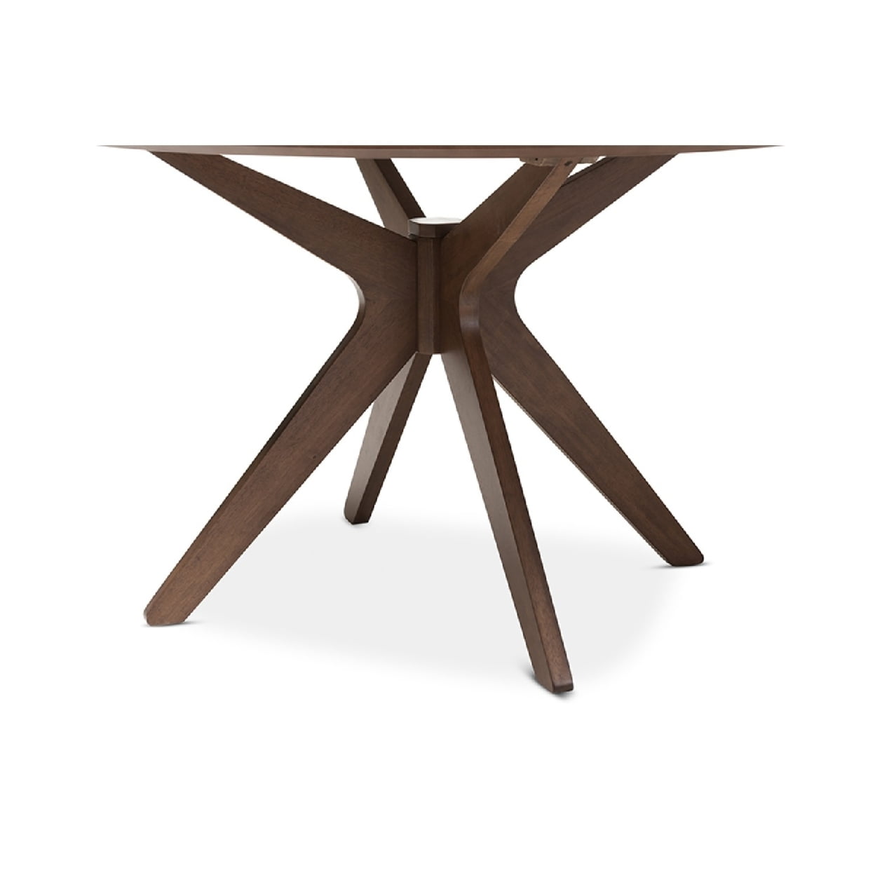 Baxton Studio Monte Round Wood Dining Table in Walnut Brown