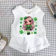 thumbnail image 2 of Gbsyewxs Girls Outfit Set Sleeveless Hooded Cartoon Print Tops And Shorts Set 2 Piece Casual Summer Girls Clothes White Size 2-3 Years, 2 of 3
