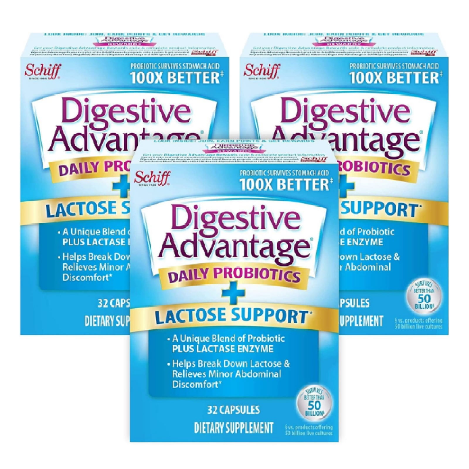 Digestive Advantage Daily Probiotics Lactose Support Supplement Unisex