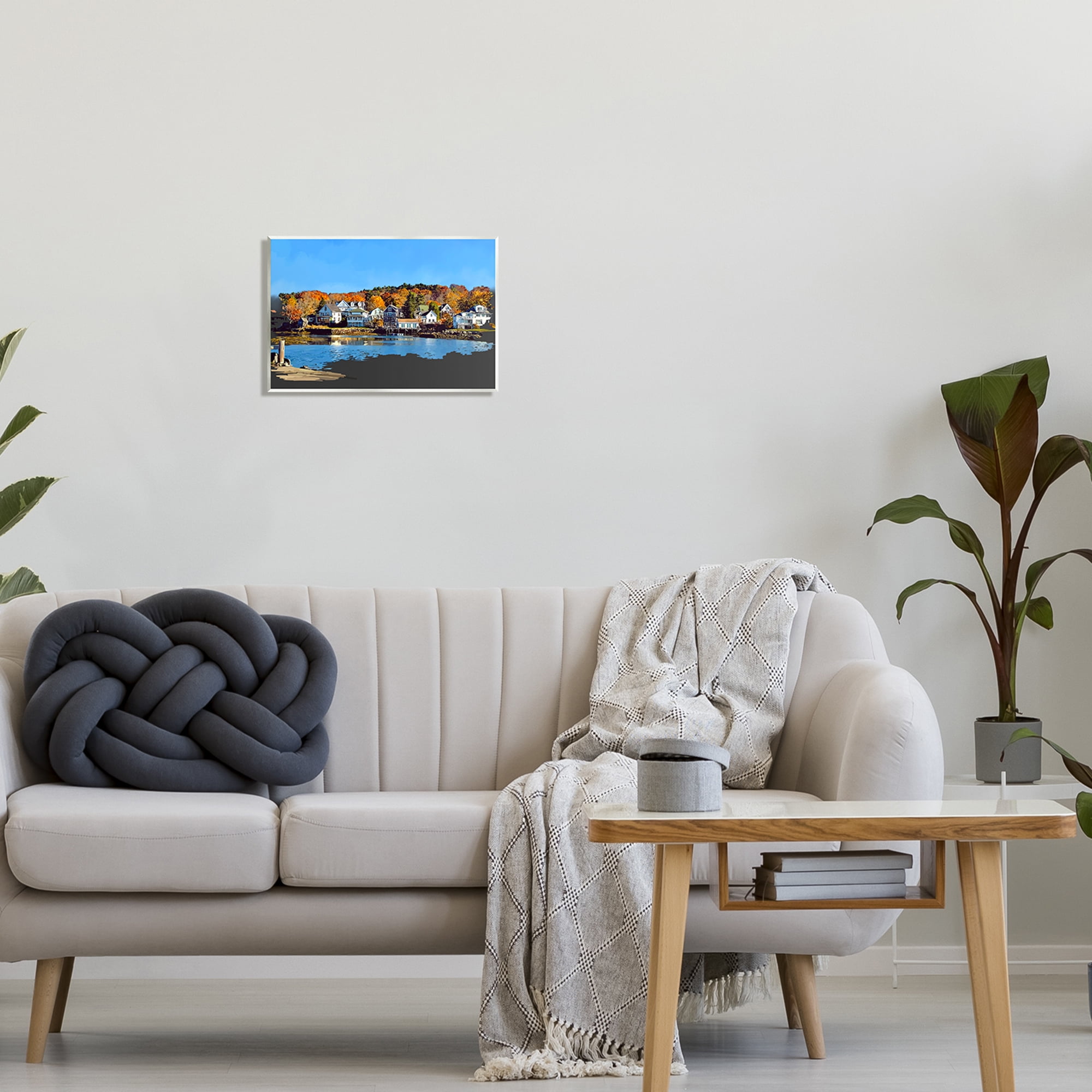 Stupell Industries Autumn Lake Dock Foliage Town & City Photography Unframed Art Print Wall Art