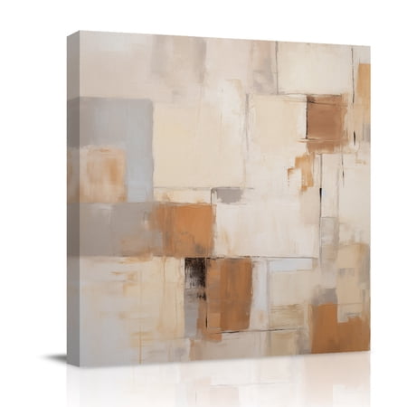 Canvas Wall Art Brown Geometric Framed Canvas Prints for Bathroom Kitchen Modern Oil Painting Abstract Gallery Wrapped Wall Decor for Home Office Gifts 10 x10 Ship Next Day