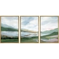 thumbnail image 4 of PixonSign Framed Wall Art Set Pastel Watercolor Blue Cloud Sky Mountain Countryside Canvas Print Nature Wilderness Modern Art Decor Scenic Relax/Calm for Bedroom - 24"x36"x3 Panels Natural, 4 of 5