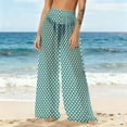 thumbnail image 2 of Tnhcen Women's Bohemian Beach Pants Swimwear Cover Up Lightweight Rayon Chiffon Polka Dot Print Loose Fit Plus Size Casual Trousers S-2XL, 2 of 7