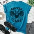 thumbnail image 2 of Chicken Of the Cave Bat T-shirt, Unisex Women's Men's Shirt, Funny Bat Spooky Animal Pun Joke Gift, Heather Blue, Small, 2 of 6