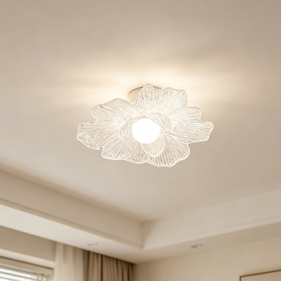 HAMPPLIES Transparent Acrylic Ceiling Light Shade with Vintage Flower Design for Living Room Hallway