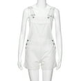 thumbnail image 2 of JINMGG 2023 Summer Plus Womens Shorts Clearance,Women Loose Denim Bib Hole Pants Overalls Jeans Demin Shorts Jumpsuit White S, 2 of 7