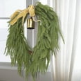 thumbnail image 5 of Christmas Wreath 15.75 Inch Artificial Pine Garland with Velvet Ribbon Bowtie and Rustic Vintage Bell for Front Door Holiday Indoor Outdoor Home Decor Xmas Holiday Door Decoration, 5 of 9