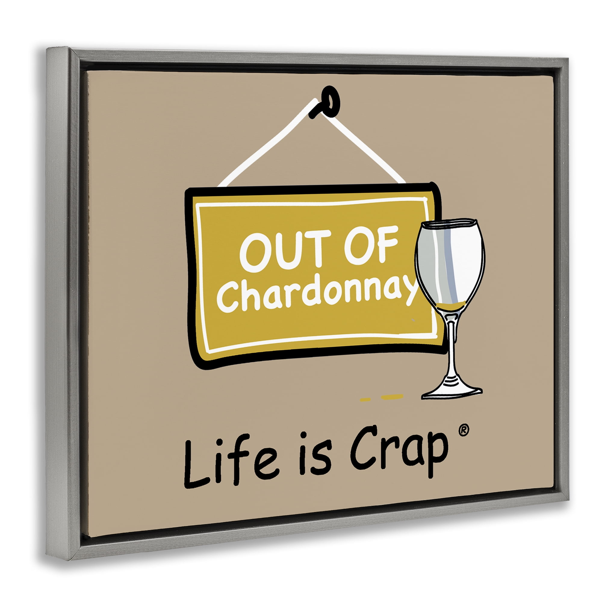 Stupell Industries Out Of Chardonnay Novelty & Humor Painting Gray Floater Framed Canvas Art Print Wall Art, 31 x 25
