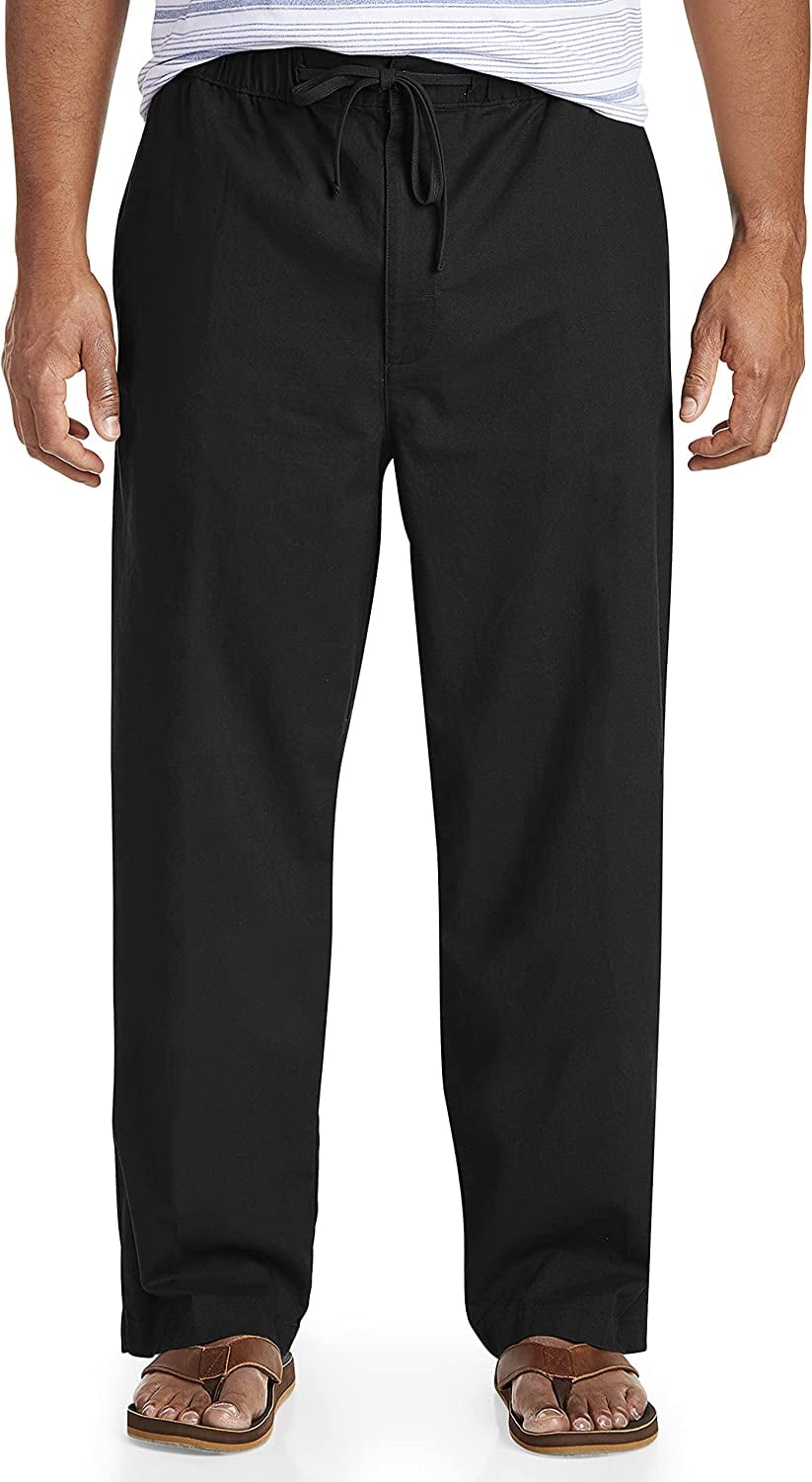 Oak Hill by DXL Men s Big and Tall Linen Blend Drawstring Pants Black 4XL 30 Length Walmart