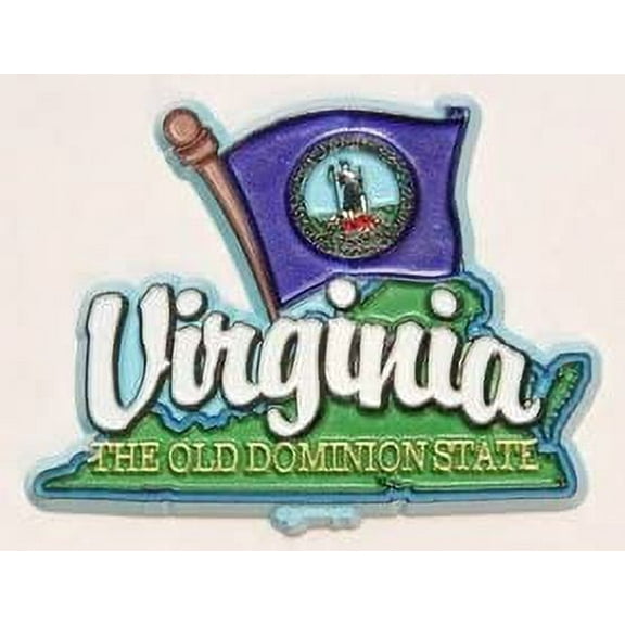 Virginia State Map-Flag Fridge Collectible Souvenir Magnet