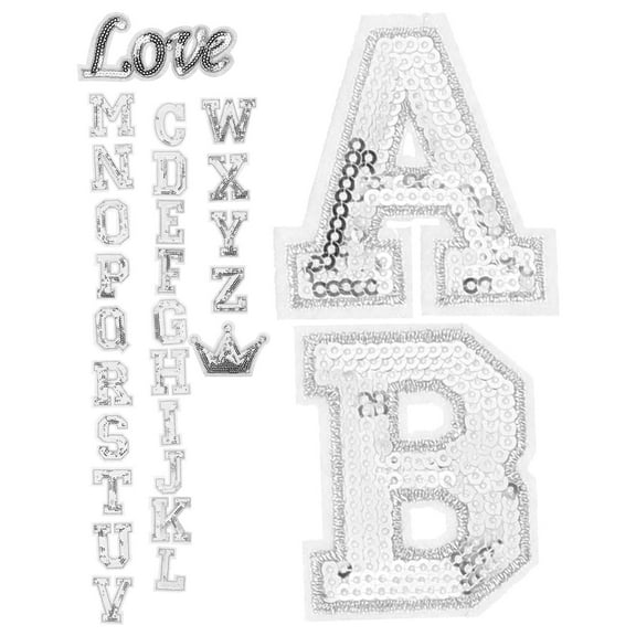 UPOUART 28Pcs Silver Iron On Letter Patches For Fashion Enthusiasts Back to School