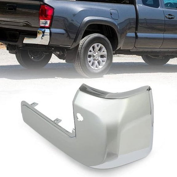 Rear Bumper End Cap with Sensor Hole Right Side Chrome Fit for 2016-2020 Toyota Tacoma Replacement for TO1105132