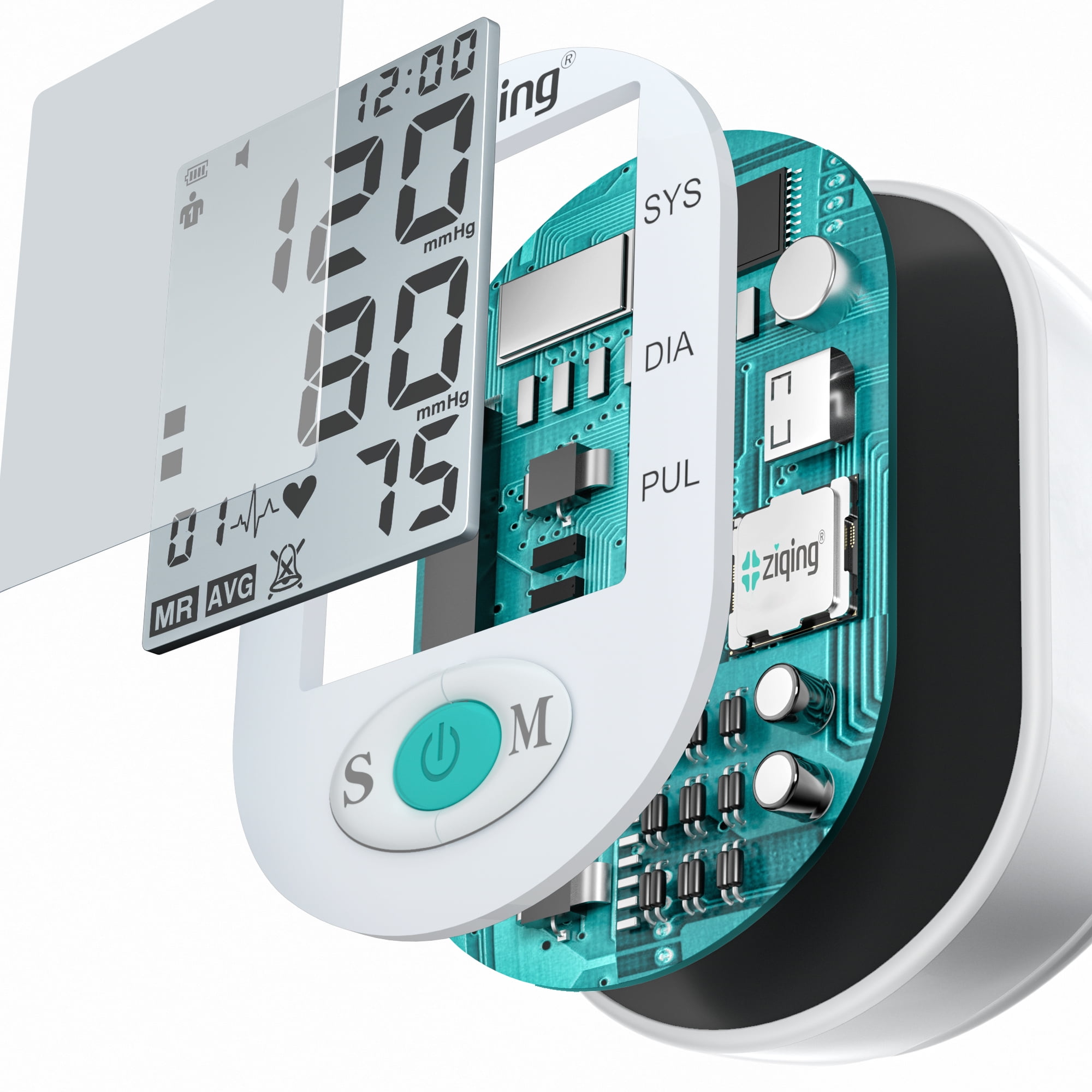 Upper Arm Blood Pressure Monitor - 2×99 Memory Storage, Rechargeable Large Backlit LCD Screen, and adjustable blood pressure cuff