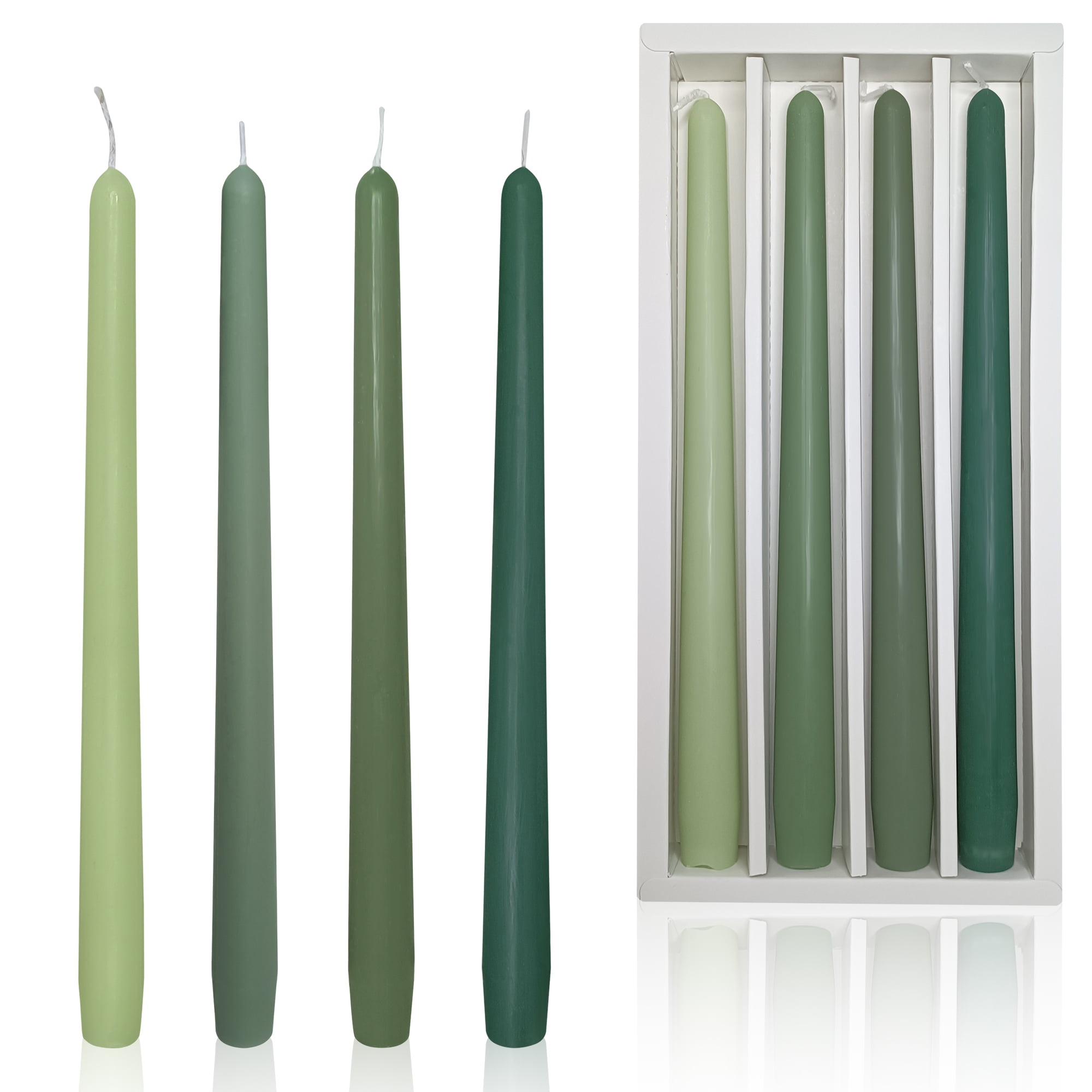 FCMSHAMD Green Taper Candle Sticks Green Tea Scented, Smokeless