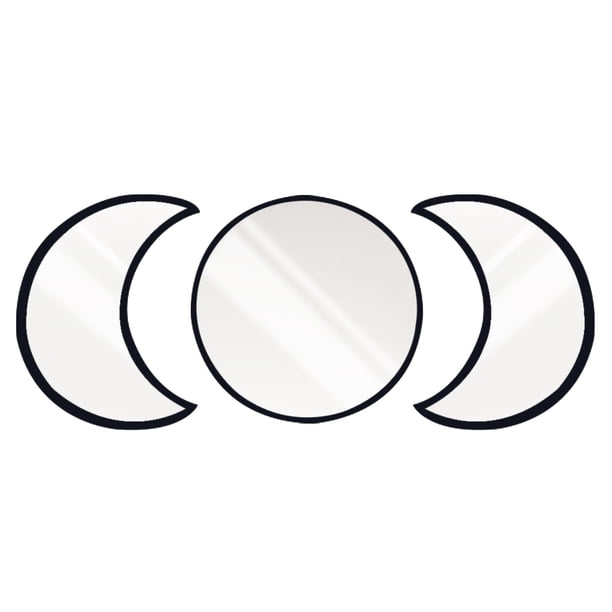 Juego de espejos acrílicos Moonphase de 3 piezas, decoración de pared de madera con fase lunar para sala de estar, dormitorio, negro Methold HA001550-02