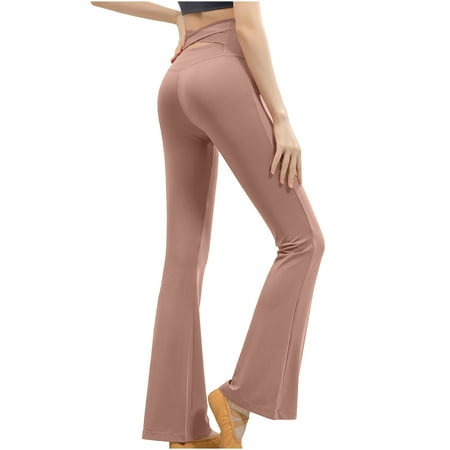 

Black and Friday Deals Charella Women s Solid Color Micro Flare High Waist And Hip Lifting Exercise Fitness Yoga Pants Khaki L