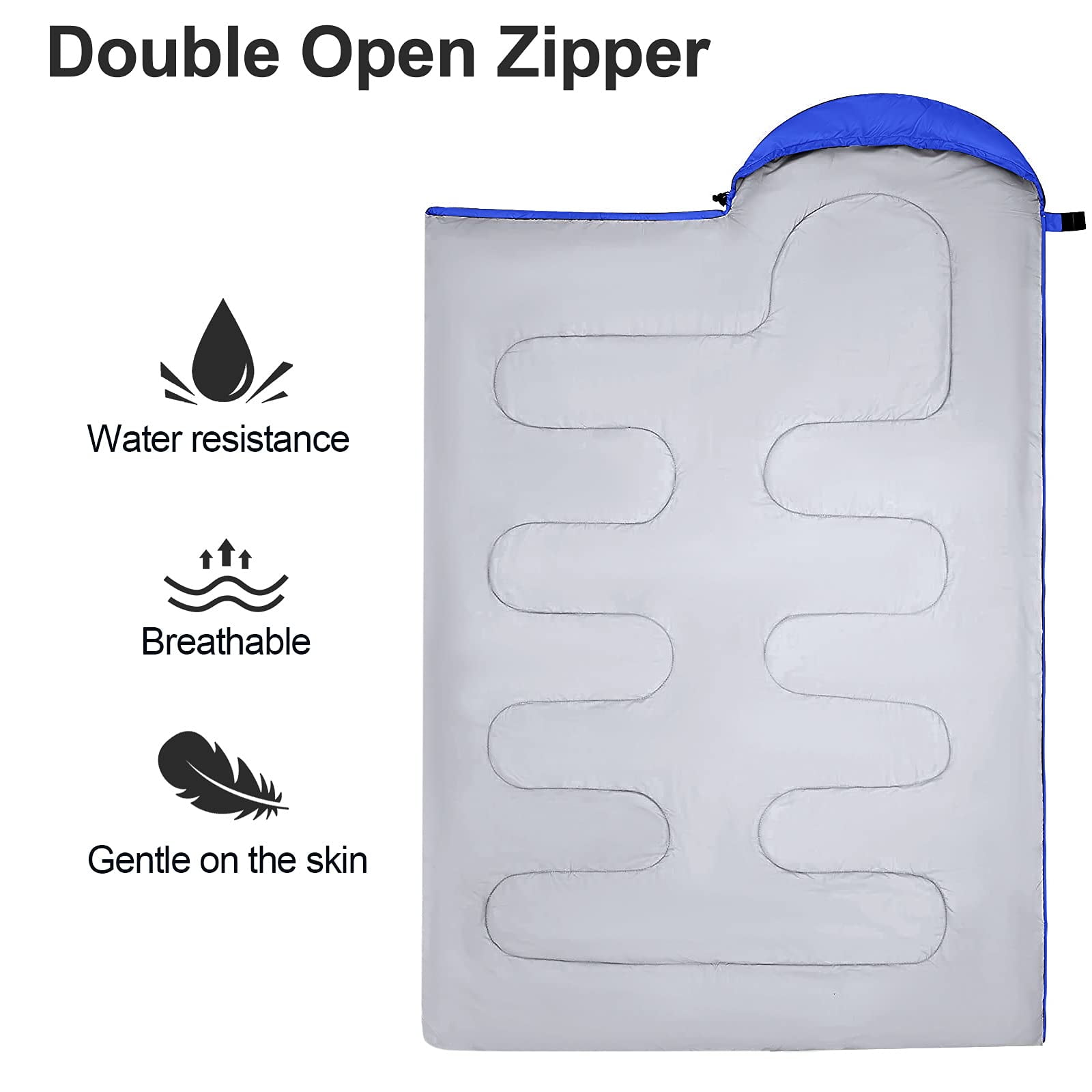 Sleeping Bag, 3-4 Seasons Double Sleeping Bag for Adults, One Person Sleeping Bag Lightweight Waterproof for Cold Weather & Warm, 220CM X 75CM