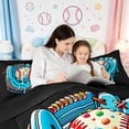 thumbnail image 5 of Homewish Baseball Sport Gamer Bedding Comforter Set,Boys Ball Game Twin Comforter Sets,Blue White Black Bedding Set For Teens,Luxury Bedroom Decor Reversible,2 Pieces, 5 of 8