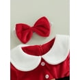 thumbnail image 5 of Toddler Baby Girl Christmas Dress Santa Claus Dress Red Velvet Long Sleeve Tulle Princess Dress with Headband Outfit, 5 of 9
