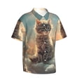 thumbnail image 2 of Balery Sunshine Cloud Kitten Print Men's Hawaiian Shirts Short Sleeve Beach Shirt Relaxed Fit Vacation Button Down Shirts-X-Large, 2 of 9