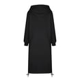 thumbnail image 4 of Women's Casual Loose Hoodie Maxi Dress with Pocket - Sweatshirt Dress, Drawstring Hood, Side Slit, Suitable for Fall/Winter, S-XXXXXL, 4 of 4