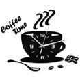 thumbnail image 1 of Yuarrent Reloj de pared de cuarzo con esfera acrílica, reloj con taza de café que no hace tictac, decoración para sala de estar, dormitorio y oficina Decoración del hogar negro Yuarrent JJ22703-02, 1 of 1
