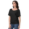 thumbnail image 6 of Women's Dolman Top Boat Neck Comfortable Short Sleeve Solid Gentle Tees Casual T Shirt with Side Shirring Detail, 6 of 7