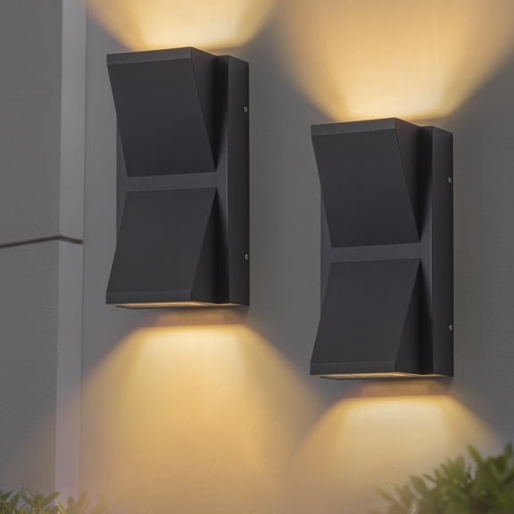 C Cattleya 8inch 2-Light Matte Black Aluminum Outdoor Wall Light