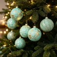 thumbnail image 3 of European Style Christmas Ball Ornaments, 8 cm Textured Baubles in Gift Box, Multicolor Xmas Hanging Decorations for Tree and Home - Mint Green, 3 of 6
