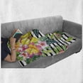 thumbnail image 6 of Floral Soft Flannel Fleece Blanket, Bouquet with Lily Dahlia Palm Begonia Leaves Orchid Flowers on a Striped Background, Cozy Plush for Indoor and Outdoor Use, 50" x 70", Multicolor, by Ambesonne, 6 of 6