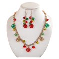 thumbnail image 2 of Joyería navideña para mujer, juego de collar y pendientes navideños, collar con cascabeles, pendientes con lazo navideño, collar de Navidad con cuentas rojas y verdes, 2 of 4