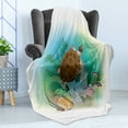 thumbnail image 4 of Ocean Soft Flannel Fleece Blanket, Sea Turtle Swims in the Ocean Tropical Underwater World Aquarium Illustration Print, Cozy Plush for Indoor and Outdoor Use, 70" x 90", Green Brown, by Ambesonne, 4 of 5