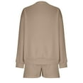 thumbnail image 6 of Elainilye Fashion Women's Sweatshirts And Pants Set Round-Neck Blouse Long Sleeve Tops Sweatshirt Shorts Sets,Brown, 6 of 7