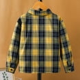 thumbnail image 5 of Zshosam Kids Plaid Shacket Shacket for Kids Plaid Long Sleeve Coat with Pockets Boys Girls Causal Loose Fit Button Lapel Jackets Trendy Cute Jacket Outerwear Size 13T 14T,(Yellow 13-14 Years), 5 of 7