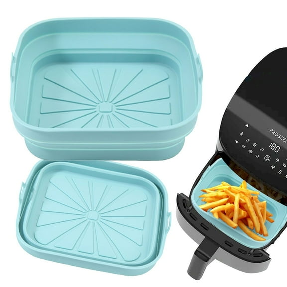 Tswift Silicone Air Fryer Liners Square - 8 Inch - Food Safe Air Fryer Oven Accessories, Reusable Air Fryer Silicone Inserts for 4 to 7 QT Oven Microwave Accessories, Blue