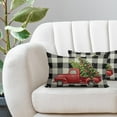 thumbnail image 2 of Red Truck Christmas Lumbar Pillow Covers 12x20 Inch Set of 2, Xmas Tree Car Black Buffalo Plaid Winter Decorative Throw Pillow Cases Outdoor Cushion Covers Holiday Farmhouse Sofa Couch Bed Decor, 2 of 6