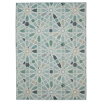 Tapis d'extérieur lavable Deltona vert & ivoire 5 pi x7 pi