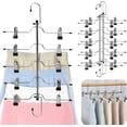 thumbnail image 1 of Perchas para faldas Perchas para faldas de metal de 5 niveles que ahorran espacio con clips, perchas duraderas y resistentes para pantalones, organizador de armario para jeans, pantalones cortos, 1 of 6
