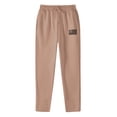thumbnail image 3 of Ecqkame Baggy Sweatpants for Men Casual Jogger Drawstring Elastic Waist Pants Solid Color Leather Label Sports Pants with Pockets Beige XXL, 3 of 4
