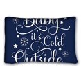thumbnail image 1 of RYLABLUE Baby It's Cold Outside Holiday Blue Background Rectangle Pillowcase Size 20x30 Inches Two Sided Print, 1 of 1