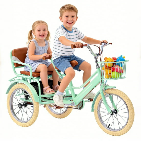 DEYGIA Kids Bike, 16 Inch Kids Tricycle Girls Bike 4-9 Years Old, Dual Handbrake Boys Bike with 2 Seats, 3 Storage Baskets