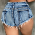 thumbnail image 6 of Women's Jean Shorts Stretchy High Waisted Summer Low Waist Spicy Girls Plus Size Elastic Hole Women's Denim Shorts, 6 of 9