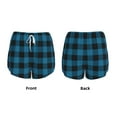 thumbnail image 6 of Uemuo Blue Black Plaid Pattern Women's Athletic Shorts High Waisted Running Shorts with Liner Pockets Gym Elastic Workout Shorts-Small, 6 of 9