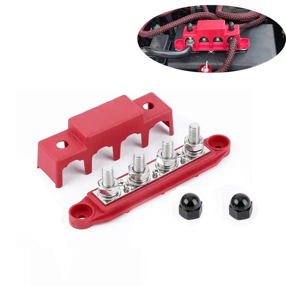2Pcs 12V-48V Dc Busbar Distribution Block 250A Busbar with 4 X M8 Terminal Bolts