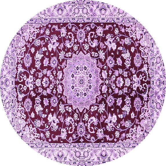 Ahgly Company Indoor Round Medallion Purple Traditional Area Rugs, 7' Round