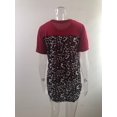 thumbnail image 2 of New Women's Casual Loose T Shirts Color Matching Design Pockets Decor V Neck Short Sleeve Leopard Print Pullovers Top, 2 of 2